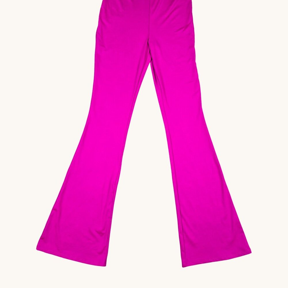 Fashion Nova Pink Halter Jumpsuit Flared Leg Medium - Picture 5 of 9